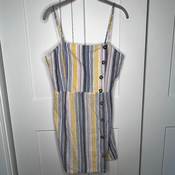 Timing Striped Button Side Dress Women's Size Large - Picture 1 of 4